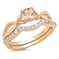 thumbnail image 1 of Dazzlingrock Collection 14K Morganite & White Diamond Bridal Split Shank Swirl Engagement Ring Set 3/4 CT, Rose Gold, Size 8, 1 of 1
