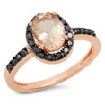 thumbnail image 1 of Dazzlingrock Collection 14K Oval Cut Morganite & Round Black Diamond Ladies Halo Bridal Engagement Ring, Rose Gold, Size 8, 1 of 4