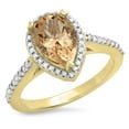 thumbnail image 1 of Dazzlingrock Collection 14K Pear Cut Morganite & Round White Diamond Ladies Bridal Halo Engagement Ring, Yellow Gold, Size 9.5, 1 of 1
