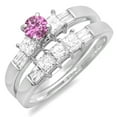 thumbnail image 1 of Dazzlingrock Collection 14K Pink Sapphire And White Diamond Ladies Bridal Engagement Ring Set, White Gold, Size 9, 1 of 1