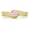thumbnail image 1 of Dazzlingrock Collection 14K Pink Sapphire & White Diamond Bridal Engagement Ring Set Matching Band, Yellow Gold, Size 6.5, 1 of 1