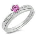 thumbnail image 1 of Dazzlingrock Collection 14K Pink Sapphire & White Diamond Bridal Engagement Ring With Matching Band Set, White Gold, Size 8.5, 1 of 1