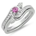 thumbnail image 1 of Dazzlingrock Collection 14K Pink Sapphire & White Diamond Bridal Twisted Swirl Engagement Ring Set, White Gold, Size 5.5, 1 of 1