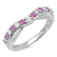 thumbnail image 1 of Dazzlingrock Collection 14K Pink Sapphire & White Diamond Ladies Anniversary Wedding Guard Contour Band, White Gold, Size 5, 1 of 1
