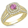 thumbnail image 1 of Dazzlingrock Collection 14K Pink Sapphire & White Diamond Split Shank Vintage Bridal Engagement Ring, Yellow Gold, Size 5.5, 1 of 1
