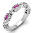 thumbnail image 1 of Dazzlingrock Collection 14K Pink Sapphire & White Diamond Wedding Eternity Stackable Band, White Gold, Size 5.5, 1 of 4