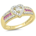 thumbnail image 1 of Dazzlingrock Collection 14K Pink sapphire & White Diamond Bridal Heart Shaped Promise Engagement Ring, Yellow Gold, Size 5.5, 1 of 1