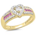 thumbnail image 1 of Dazzlingrock Collection 14K Pink sapphire & White Diamond Bridal Heart Shaped Promise Engagement Ring, Yellow Gold, Size 7, 1 of 1