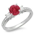 thumbnail image 1 of Dazzlingrock Collection 14K Princess & Round Ruby & White Diamond Bridal 3 Stone Engagement Ring, White Gold, Size 10, 1 of 1