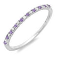 thumbnail image 1 of Dazzlingrock Collection 14K Round Amethyst & White Diamond Ladies Anniversary Wedding Band Ring, White Gold, Size 8, 1 of 1