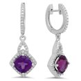 thumbnail image 1 of Dazzlingrock Collection 14K Round Amethyst & White Diamond Ladies Halo Style Dangling Drop Earrings, White Gold, 1 of 1