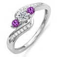 thumbnail image 1 of Dazzlingrock Collection 14K Round Amethyst & White Diamond Ladies Swirl Engagement 3 Stone Bridal Ring, White Gold, Size 8.5, 1 of 1