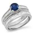 thumbnail image 1 of Dazzlingrock Collection 14K Round & Baguette Cut Blue Sapphire & White Diamond Bridal Engagement Ring Set, White Gold, Size 7.5, 1 of 1