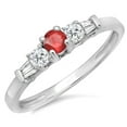thumbnail image 1 of Dazzlingrock Collection 14K Round & Baguette Cut Ruby & White Diamond 3 Stone Engagement Bridal Ring, White Gold, Size 5, 1 of 1