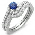 thumbnail image 1 of Dazzlingrock Collection 14K Round Blue Sapphire And White Diamond Ladies Swirl Bridal Engagement Ring Set, White Gold, Size 5, 1 of 1