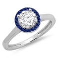 thumbnail image 1 of Dazzlingrock Collection 14K Round Blue Sapphire & White Diamond Bridal Halo Style Engagement Ring, White Gold, Size 6.5, 1 of 1