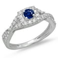 thumbnail image 1 of Dazzlingrock Collection 14K Round Blue Sapphire & White Diamond Bridal Split Shank Halo Engagement Ring, White Gold, Size 5.5, 1 of 1