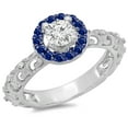 thumbnail image 1 of Dazzlingrock Collection 14K Round Blue Sapphire & White Diamond Bridal Vintage Halo Engagement Ring, White Gold, Size 9.5, 1 of 1