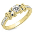thumbnail image 1 of Dazzlingrock Collection 14K Round Blue Sapphire & White Diamond Bridal Vintage Style Engagement Ring, Yellow Gold, Size 5, 1 of 1