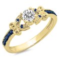 thumbnail image 1 of Dazzlingrock Collection 14K Round Blue Sapphire & White Diamond Bridal Vintage Style Engagement Ring, Yellow Gold, Size 8.5, 1 of 1