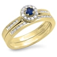 thumbnail image 1 of Dazzlingrock Collection 14K Round Blue Sapphire & White Diamond Halo Style Bridal Engagement Ring Set, Yellow Gold, Size 9.5, 1 of 1