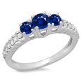 thumbnail image 1 of Dazzlingrock Collection 14K Round Blue Sapphire & White Diamond Ladies Bridal 3 Stone Engagement Ring, White Gold, Size 6.5, 1 of 1