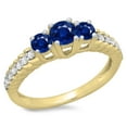 thumbnail image 1 of Dazzlingrock Collection 14K Round Blue Sapphire & White Diamond Ladies Bridal 3 Stone Engagement Ring, Yellow Gold, Size 7, 1 of 1