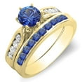 thumbnail image 1 of Dazzlingrock Collection 14K Round Blue Sapphire & White Diamond Ladies Bridal Engagement Ring Set, Yellow Gold, Size 6.5, 1 of 1