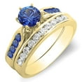 thumbnail image 1 of Dazzlingrock Collection 14K Round Blue Sapphire & White Diamond Ladies Bridal Engagement Ring Set, Yellow Gold, Size 6, 1 of 1