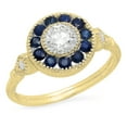 thumbnail image 1 of Dazzlingrock Collection 14K Round Blue Sapphire & White Diamond Ladies Bridal Halo Engagement Ring, Yellow Gold, Size 7.5, 1 of 1