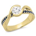 thumbnail image 1 of Dazzlingrock Collection 14K Round Blue Sapphire & White Diamond Ladies Bridal Twisted Engagement Ring, Yellow Gold, Size 6, 1 of 1