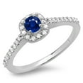 thumbnail image 1 of Dazzlingrock Collection 14K Round Blue Sapphire & White Diamond Ladies Halo Bridal Engagement Ring, White Gold, Size 6, 1 of 1