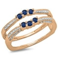 thumbnail image 1 of Dazzlingrock Collection 14K Round Blue Sapphire & White Diamond Ladies Wedding Band Enhancer Guard Ring, Rose Gold, Size 10, 1 of 1