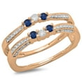 thumbnail image 1 of Dazzlingrock Collection 14K Round Blue Sapphire & White Diamond Ladies Wedding Band Enhancer Guard Ring, Rose Gold, Size 4.5, 1 of 1