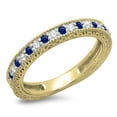 thumbnail image 1 of Dazzlingrock Collection 14K Round Blue Sapphire & White Diamond Millgrain Wedding Stackable Band, Yellow Gold, Size 10, 1 of 1