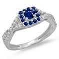 thumbnail image 1 of Dazzlingrock Collection 14K Round Blue Sapphire & White Diamond Swirl Split Shank Engagement Ring, White Gold, Size 9, 1 of 1
