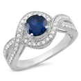 thumbnail image 1 of Dazzlingrock Collection 14K Round Blue Sapphire & White Diamond Twisted Swirl Bridal Halo Engagement Ring, White Gold, Size 9.5, 1 of 1