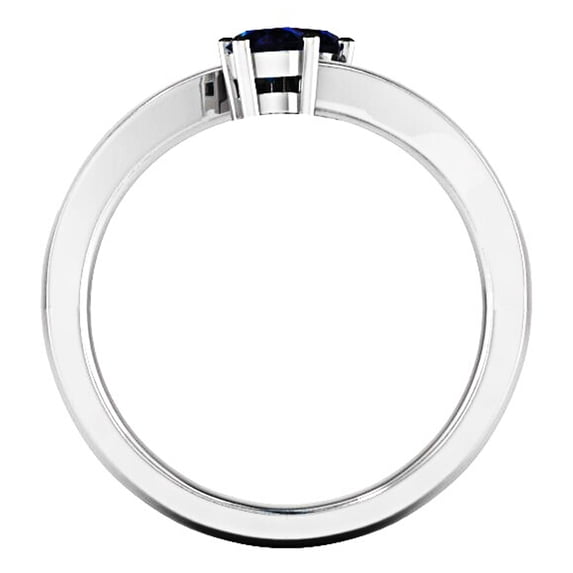 Dazzlingrock Collection 14K Round Blue Sapphire & White Diamond Two Stone Bridal Engagement Ring, White Gold, Size 5