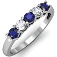 thumbnail image 1 of Dazzlingrock Collection 14K Round Blue Sapphire and White Diamond Ladies 5 Stone Bridal Wedding Band Ring, White Gold, Size 6, 1 of 1