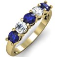 thumbnail image 1 of Dazzlingrock Collection 14K Round Blue Sapphire and White Diamond Ladies 5 Stone Bridal Wedding Band Ring, Yellow Gold, Size 5, 1 of 1