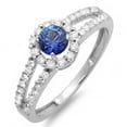 thumbnail image 1 of Dazzlingrock Collection 14K Round Blue Sapphire and White Diamond Ladies Engagement Halo Style Bridal Ring, White Gold, Size 5, 1 of 1