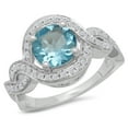 thumbnail image 1 of Dazzlingrock Collection 14K Round Blue Topaz & White Diamond Ladies Bridal Split Shank Engagement Ring, White Gold, Size 10, 1 of 1