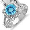 thumbnail image 1 of Dazzlingrock Collection 14K Round Blue Topaz & White Diamond Ladies Halo Engagement Bridal Ring, White Gold, Size 9, 1 of 1