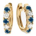 thumbnail image 1 of Dazzlingrock Collection 14K Round Blue & White Diamond Ladies Huggies Hoop Earrings, Yellow Gold, 1 of 5