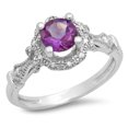 thumbnail image 1 of Dazzlingrock Collection 14K Round Cut Amethyst & White Diamond Ladies Bridal Halo Vintage Engagement Ring, White Gold, Size 9, 1 of 1