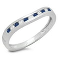 thumbnail image 1 of Dazzlingrock Collection 14K Round Cut Blue Sapphire & White Diamond Ladies Wedding Band Stackable Ring, White Gold, Size 4, 1 of 1