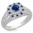 thumbnail image 1 of Dazzlingrock Collection 14K Round Cut Blue Sapphire & White Diamond Vintage Style Bridal Halo Ring, White Gold, Size 6, 1 of 1