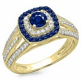thumbnail image 1 of Dazzlingrock Collection 14K Round Cut Blue Sapphire & White Diamond Vintage Style Bridal Halo Ring, Yellow Gold, Size 10, 1 of 1