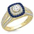 thumbnail image 1 of Dazzlingrock Collection 14K Round Cut Blue Sapphire & White Diamond Vintage Style Bridal Halo Ring, Yellow Gold, Size 9.5, 1 of 1