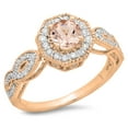 thumbnail image 1 of Dazzlingrock Collection 14K Round Cut Morganite & White Diamond Bridal Vintage Style Halo Engagement Ring, Rose Gold, Size 6, 1 of 1